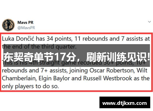 东契奇单节17分，刷新训练见识!